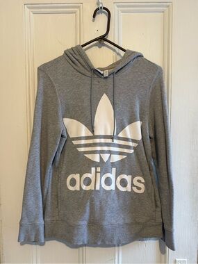 Adidas Light Gray Hoodie with White Trefoil